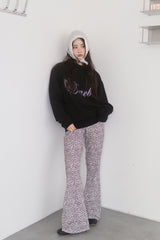 Spandex Leopard Banding Bootcut Pants