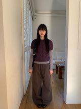 Shuel Wool Cable Short Sleeve Knit