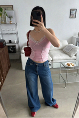 ニット ワイド デニム パンツ (2COLORS!)