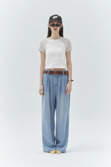 KIRSH PLAIN COLOR MIX RAGLAN CROP T-SHIRT - GRAY  