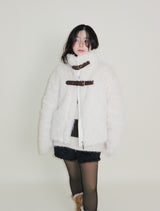 レイチェル 2ベルトディテールショート丈ファージャケット (Lining Quilted)