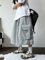 FORMAL BASIC CARGO WIDE BERMUDA 🤎🩶🖤🤍4COLOR