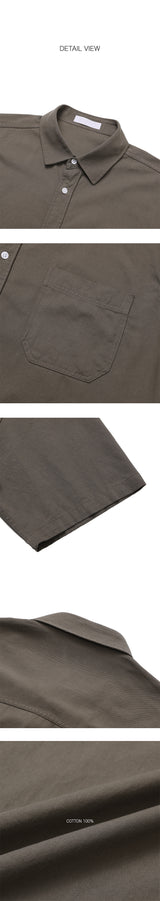 [SET UP가능]ウォッシュドコットンハーフシャツ(6color)