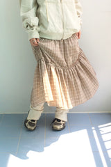 Meirin Shirring Checkered Skirt
