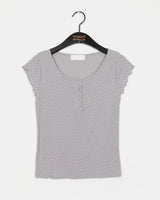 Shude Dot Snap Button Short Sleeve T-Shirt