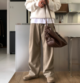Yogis Wide-Fit Single-Tuck Corduroy Pants