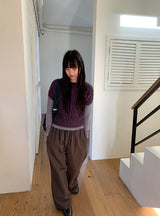 Shuel Wool Cable Short Sleeve Knit