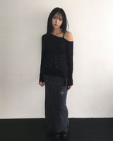 レイヤードスタッズロングスカート