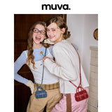 muva. Solid‑Color Ding‑Ding Earphone Bag, Autumn‑Winter Cowhide‑Velvet Original Mini Convertible Cross‑body Purse for Commute, New Arrival Nov 7