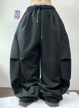 サイドプリーツパラシュートストリングバルーンパンツ🩶🖤🤍 - 3カラー