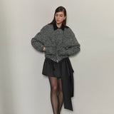 Herringbone Wool Bomber Jacket _ Grey