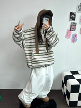 フリース❤リベットツーピンタックロングパンツ🖤🤍🩶3カラー