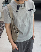 Tez diagonal Henley neck t-shirt