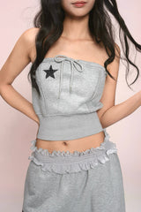 eat me plz* chest-wearing mini set, autumn-winter velvet street style chest-wearing top