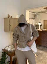[Set-up]Risquare Two-Way Oversized Fit Hooded Zip-Up Knitwear 