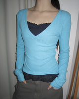 Lasom V-Neck Slim Long-Sleeve T-Shirt