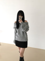 キャンドルオフショルダーニットウェア (3 colors)