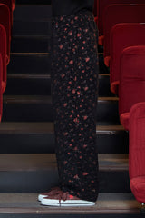 FLORAL JACQUARD PANTS / BLACK