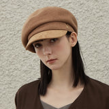 VA Stud Wool Combo Newsboy Cap / Camel