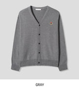 Clash waffle embroidery v-neck cardigan