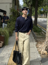 デリヘンリーネックロングスリーブTシャツ