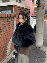  BLACK FUR CROP JACKET
