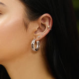 four-leaf clover stud rhodium plating + 925 silver earrings E064-01H