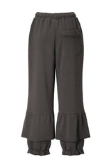 Frill sweat pants - deep brown