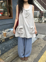 Seersucker Elastic Waist Pants