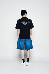 25SS ワイドベーシックデニムショートパンツ ブルー