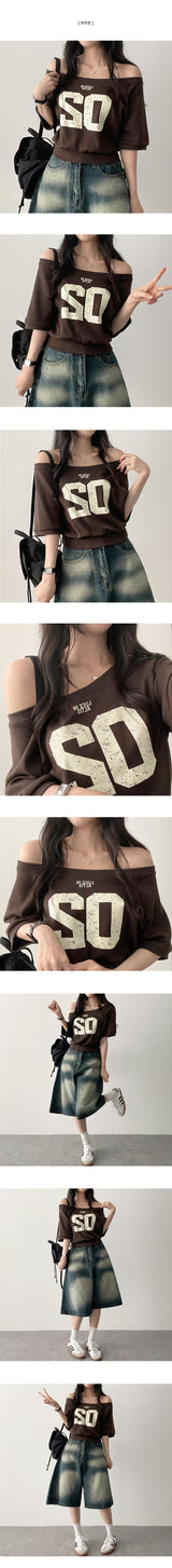 Bner No. Shoulder Unbalanced Short Sleeve T-shirt