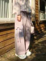Ribbon Cotton Pants (Purple)