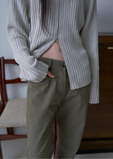 Malissa Straight Cotton Pants (Khaki)