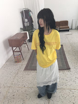 サヤノ レタリング オーバーフィット カラー 半袖Tシャツ