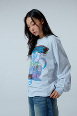 Street league artwork damage washing over-crop fit long sleeve (Melange)