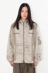 Snake pattern printed heavy-duty patchwork loose jacket