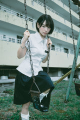 STRIPE RIBBON PUFF BLOUSE 
