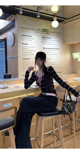 ピンクストライプ長袖Tシャツ