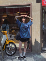 フラワーパッチピグメント半袖Tシャツ