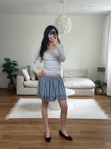 slim stripe u neck tee