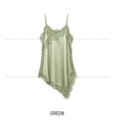 EL Unbalance Lace Satin One Piece