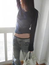 wool v neck sleeve t