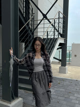 Loose fit see-through check shirt male (2 colors)
