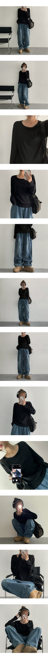 Mode Basic Round Slim Long Sleeve Tee