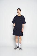 25SS EMBO LOGO WAFFLE SHORT SLEEVE T-SHIRT BLACK