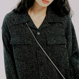 OPEN COLLAR TWEED SHIRT