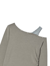 EYELET OFF SHOULDER L/S SAND