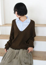 DEEP V-NECK OVER KNIT