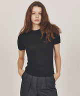 wool blended Half top_black