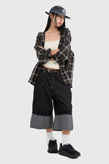 Bear Wrinkle Check Hood Shirt